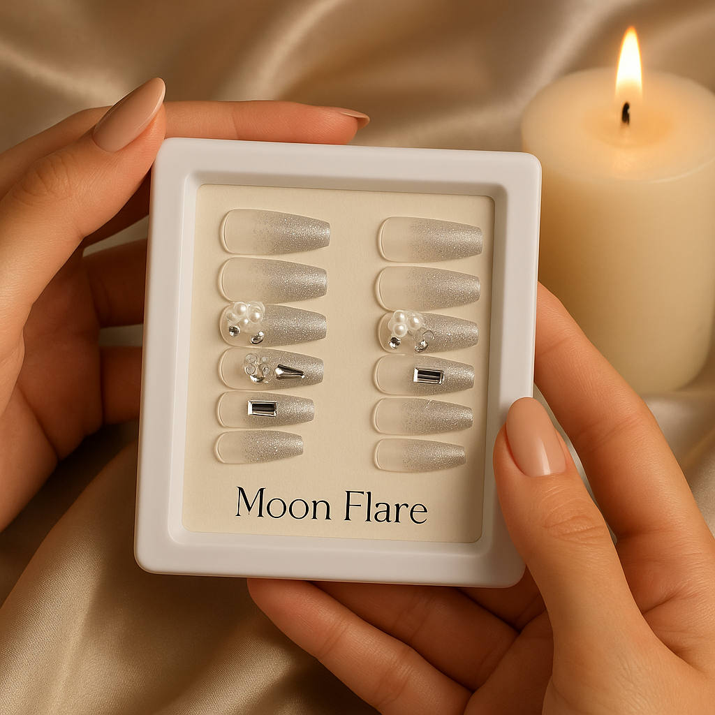 Press on Silver  Nail